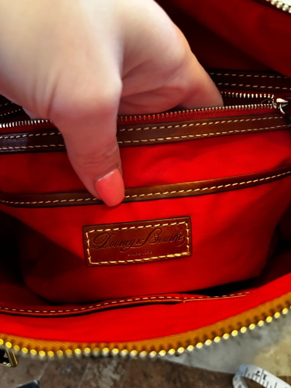 Dooney & Bourke Black Suede Leather Trim Tote Bag Red Lining Large Shoulder Bag - Picture 6 of 16